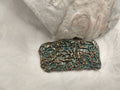 Copper Brooch with patina inlays , Filigree Metal Lapel Pin, ca. 25x65 mm