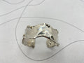 Molten Sterling Silver Cuff Bracelet, Textured Open Wrist Cuff, Beaded Details