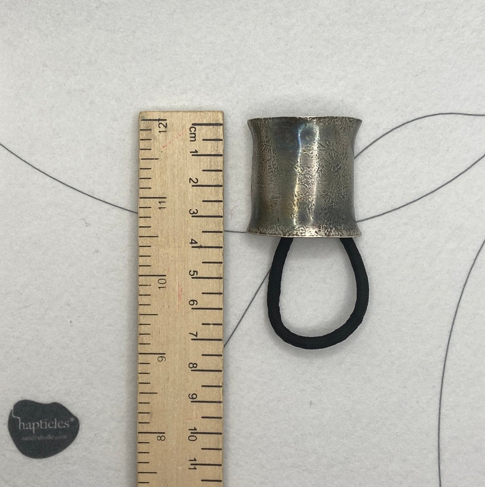 Handmade Sterling Silver Ponytail Cuff: Aged Texture Hair Jewelry