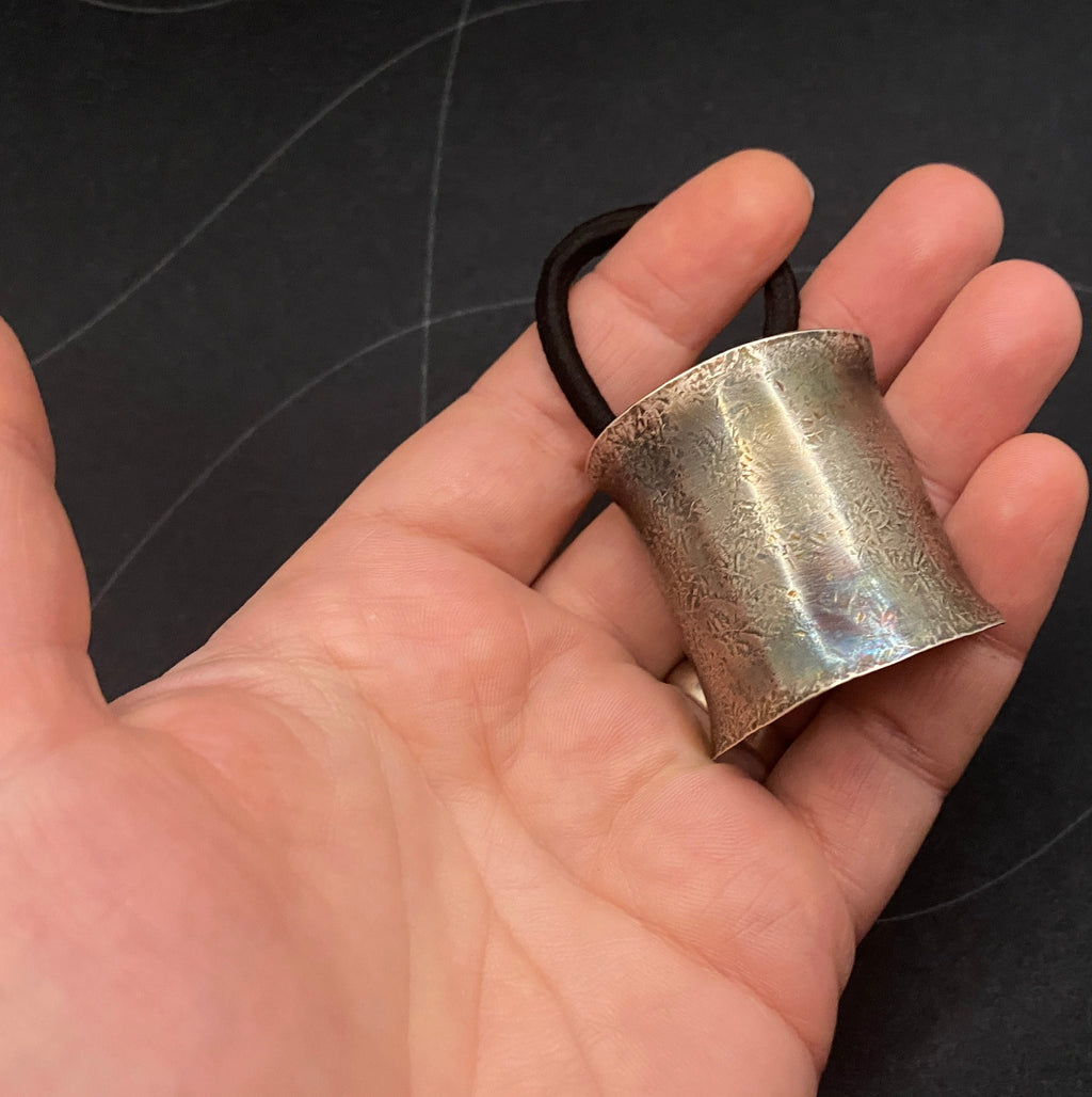 Hammered Sterling Silver Ponytail Holder or Bun Cuff, Handmade Hair Jewellery