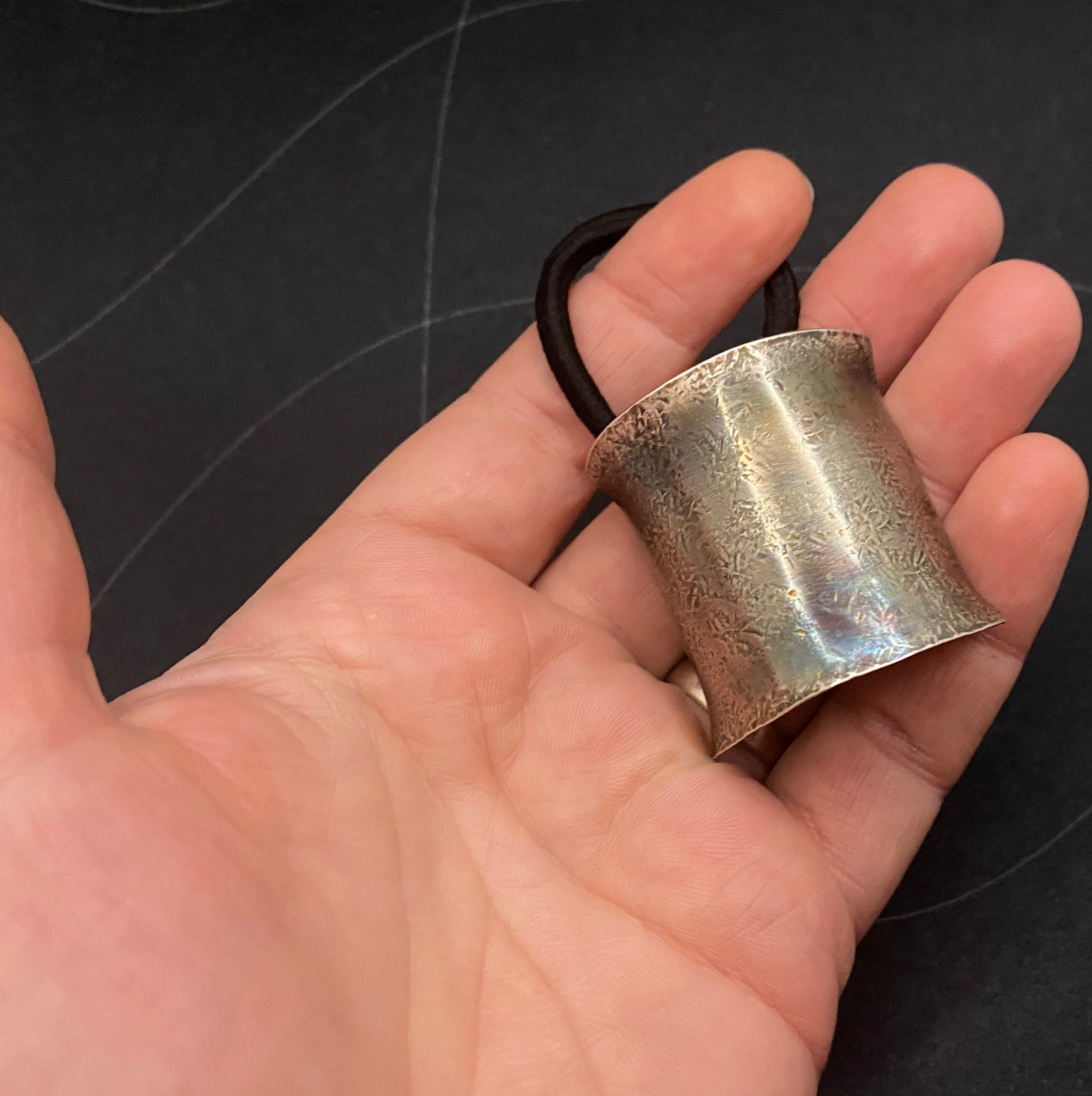 Hammered Sterling Silver Ponytail Holder or Bun Cuff, Handmade Hair Jewellery