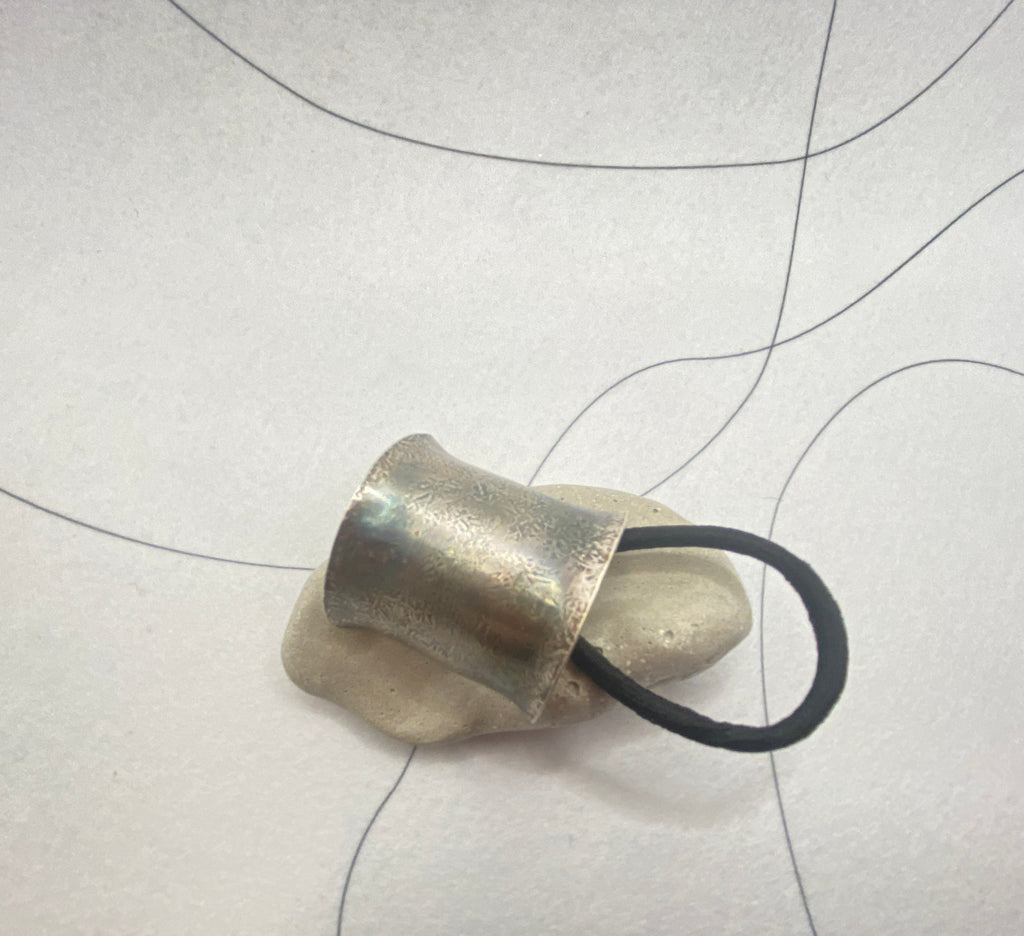 Handmade Sterling Silver Ponytail Cuff: Aged Texture Hair Jewelry
