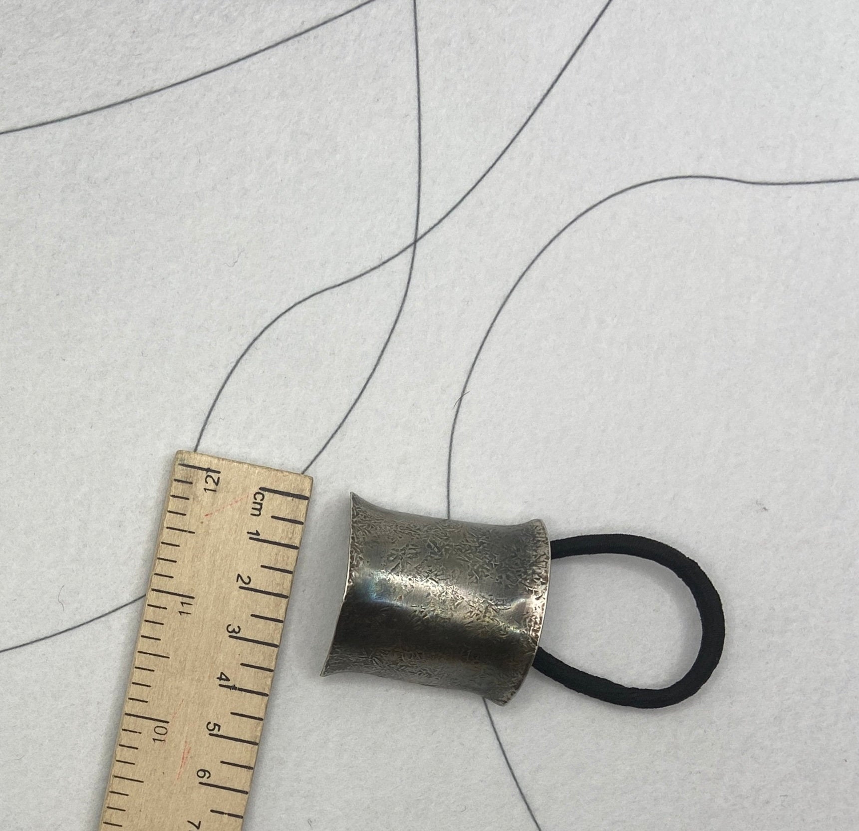 Handmade Sterling Silver Ponytail Cuff: Aged Texture Hair Jewelry