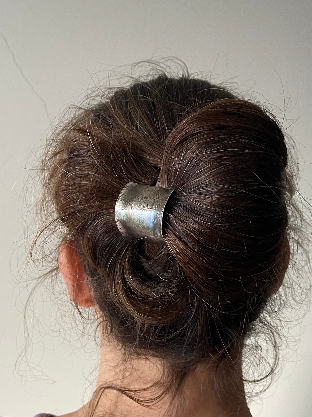 Hammered Sterling Silver Ponytail Holder or Bun Cuff, Handmade Hair Jewellery