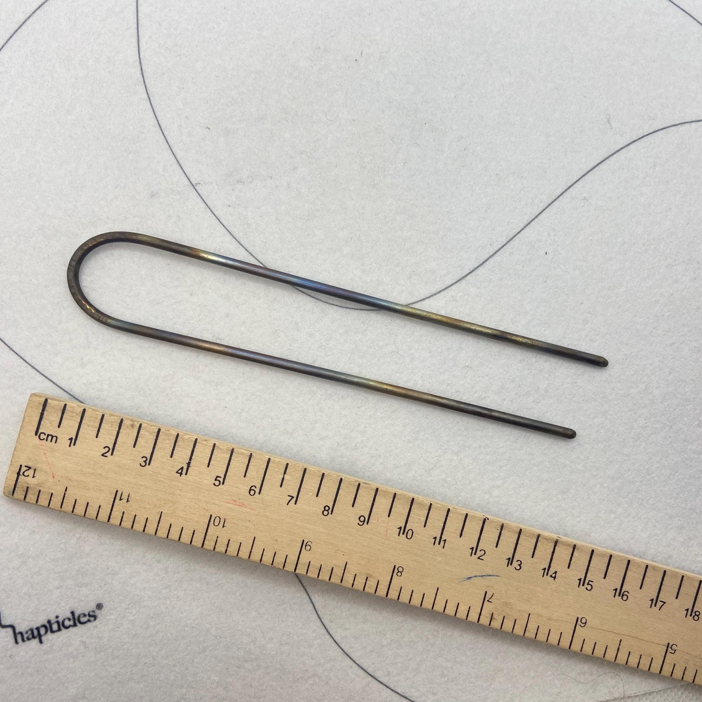 Oxidized Stainless Steel Hair Pin: Long Metal Hair Fork