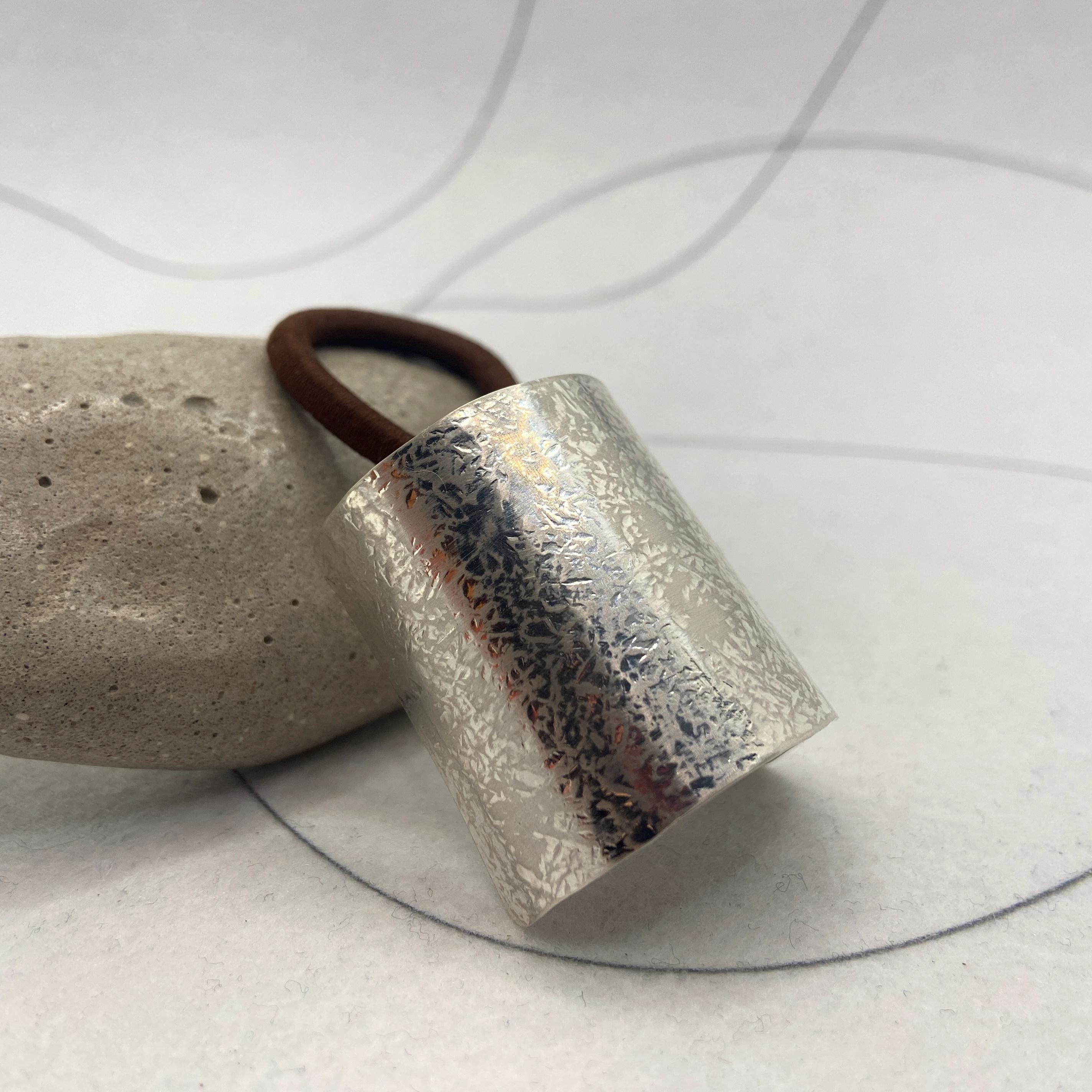 Hammered Sterling Silver Ponytail Holder: Handmade Hair Cuff