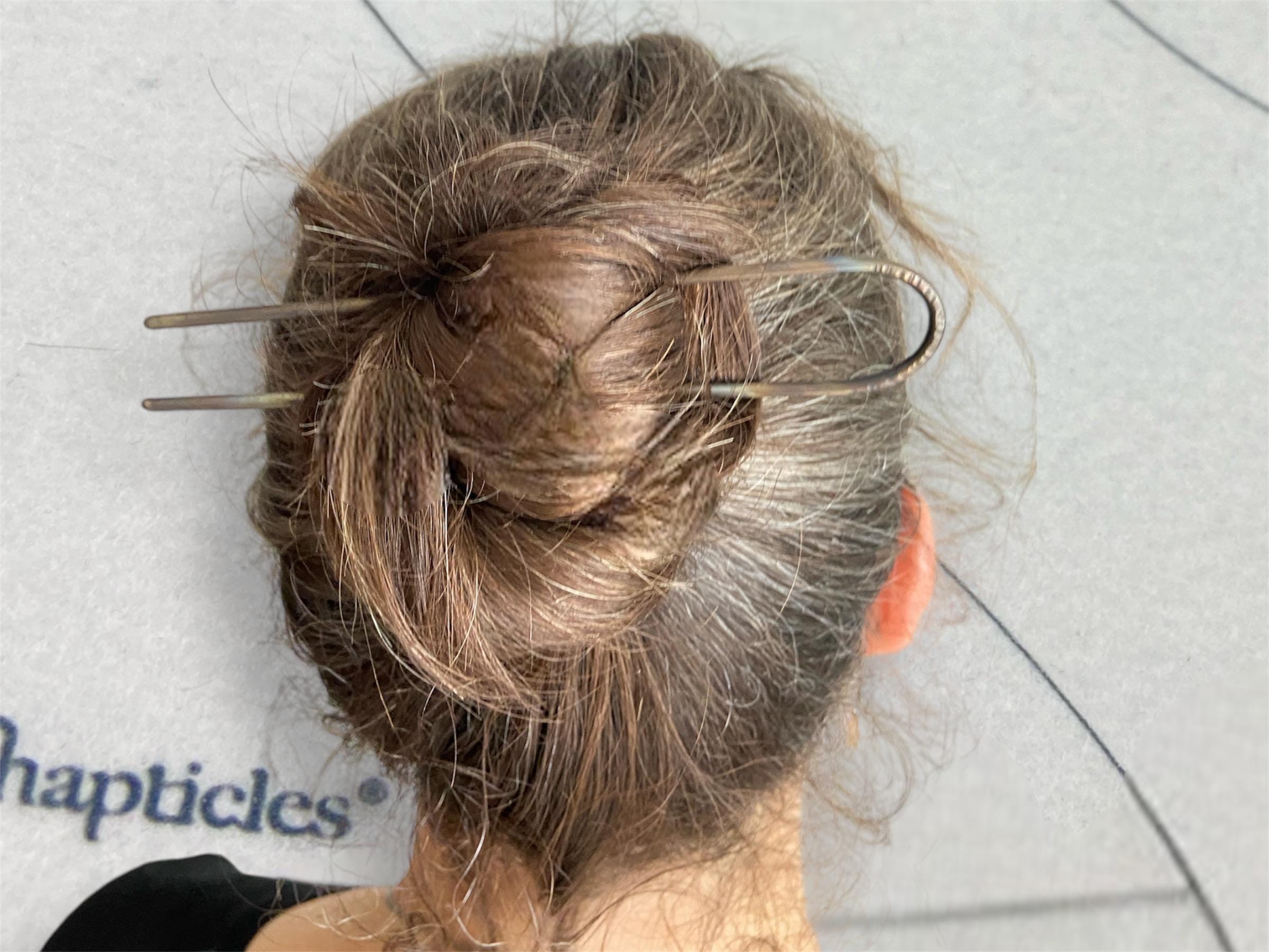 Oxidized Stainless Steel Hair Pin: Long Metal Hair Fork