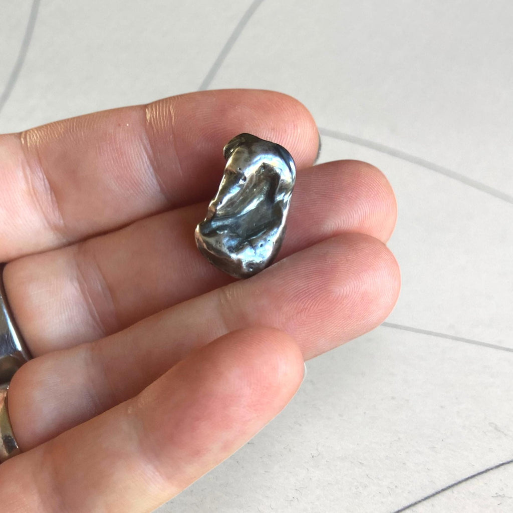 Sterling Silver Curled Whippet Pin, Abstract Sighthound Brooch