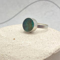 Sterling Silver Statement Ring, Turquoise Copper Patina Resin Inlay