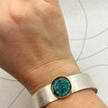 Recycled Sterling Silver Open Cuff Bangle, Turquoise Copper Resin Inlay