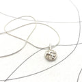 Personalised small 925 eco silver pendant necklace, textured coin design pendant, 45 cm 925 snake chain, opt back engraving, stocking filler
