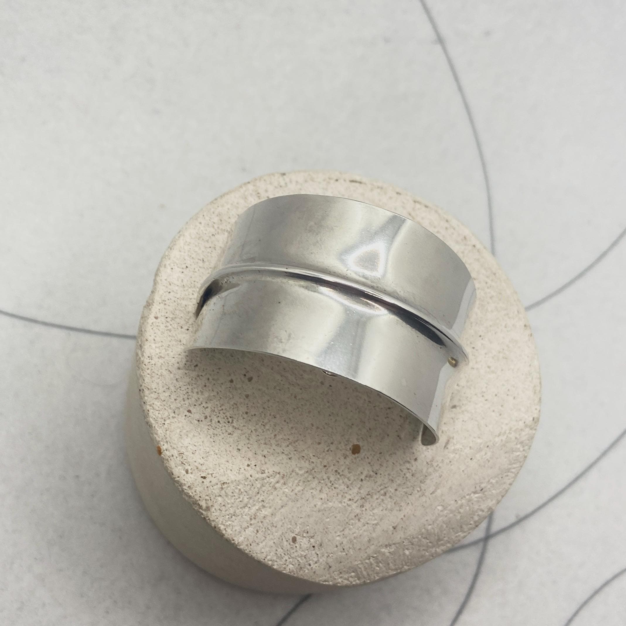 Wide Sterling Silver Ponytail Cuff, folded  clip-on Hair wrap for messy buns